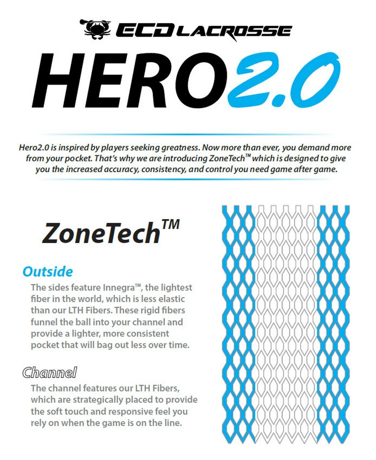 East Coast Dyes Hero 2.0 Semi-Soft Lacrosse Mesh 2 East Coast Dyes Hero 2.0 Semi-Soft Lacrosse Mesh - Image 2